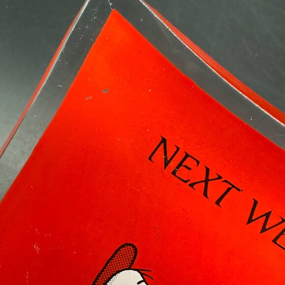 Vintage Trinket Dish Tray 1970s Red Glass Procrastinator Organized Kitschy Humor - Picture 6 of 9